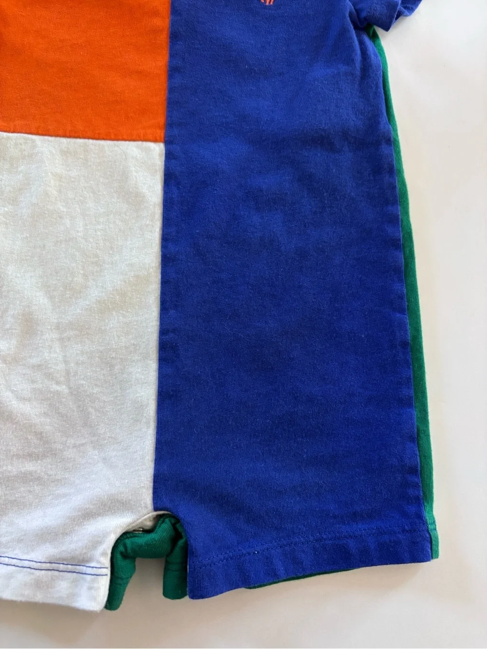 RALPH LAUREN Colorblock Shortall  Onesie Orange Blue White Green Size 9 Months